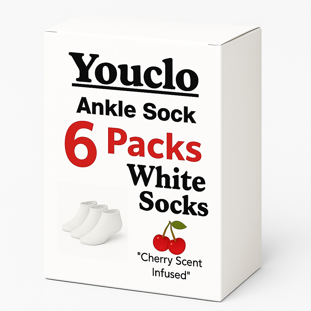 Youclo Men's Athletic Socks,White Ankle Sock,(6 Packs) Cherry Scent