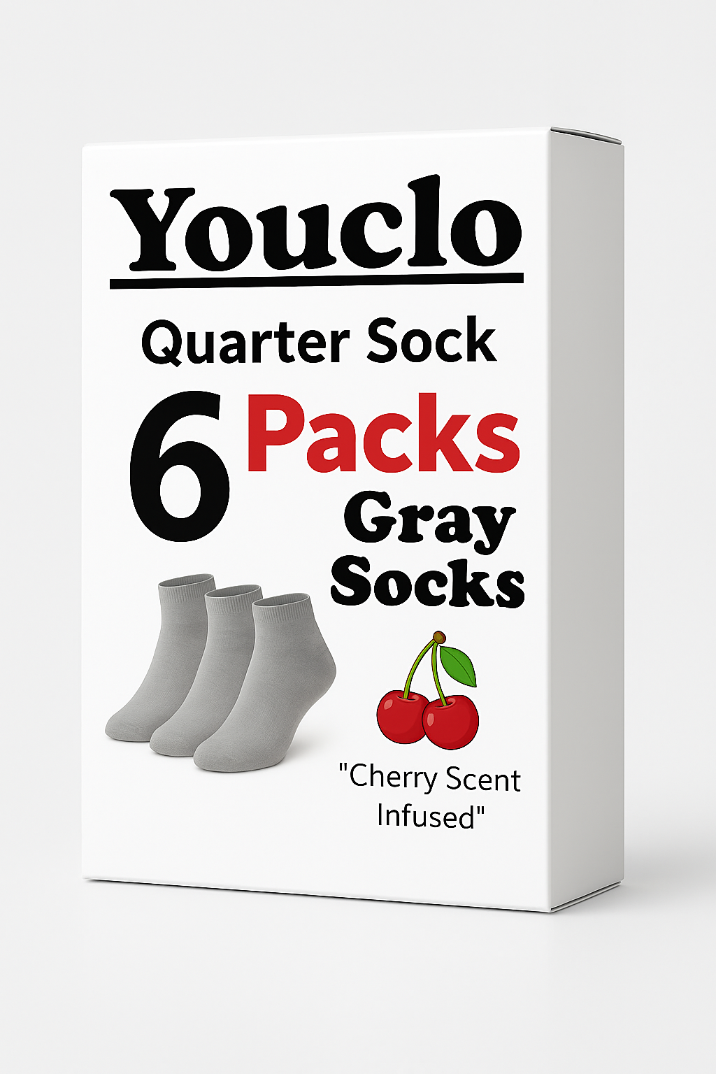Youclo Gray Quarter Socks,6 Packs Cherry Scent