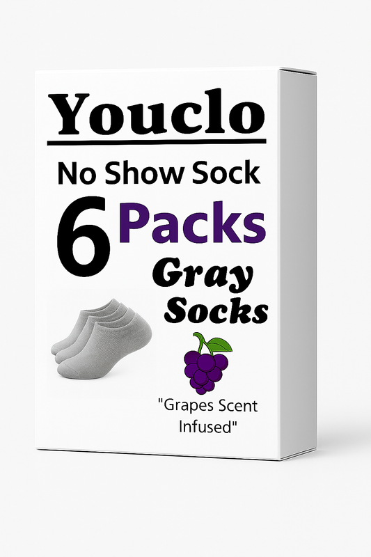 Gray No Show Socks,6 Packs Grape Scent