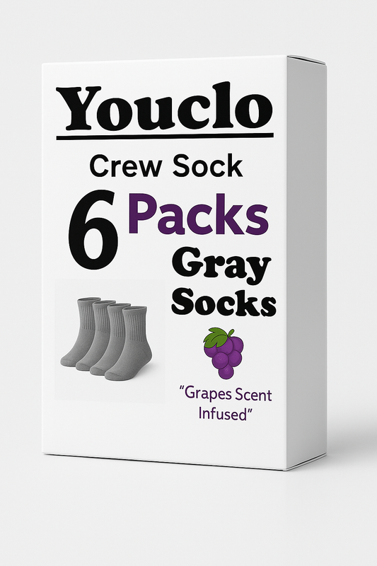 Gray Crew Sock,6 packs grapes scent infused