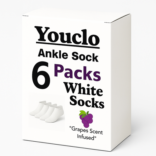 White Ankles socks, 6 Packs Grape Scent