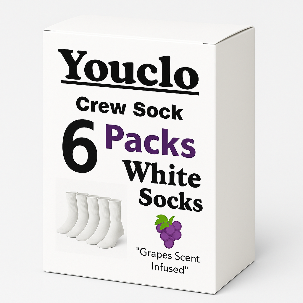 Youclo White Crew Sock,6 packs Grapes Scent infused