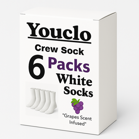 White Crew Sock,6 packs Grapes Scent infused