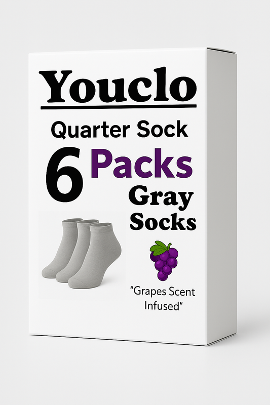 Gray Quarter Socks,6 Packs Grapes Scent