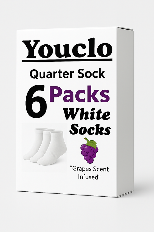 White Quarter Socks,6 Packs Grape Scent